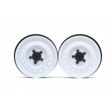 Boom Racing BRW780920FW 1.9" Narrow 16-Hole Classic Steelie Reversible Beadlock Wheels (Front) w/ XT504 Hub (2) White