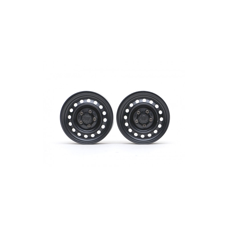 Boom Racing BRW780920FBK 1.9" Narrow 16-Hole Classic Steelie Reversible Beadlock Wheels (Front) w/ XT504 Hub (2) Black