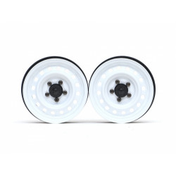 Boom Racing BRW780920RW 1.9" Narrow 16-Hole Classic Steelie Reversible Beadlock Wheels (Rear) w/ XT504 Hub (2) White