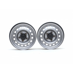 Boom Racing BRW780919FGM 1.9" 16-Hole 5-Lug Classic Steelie Reversible Beadlock Wheel w/ XT504 Hub Front (2) Gun Metal