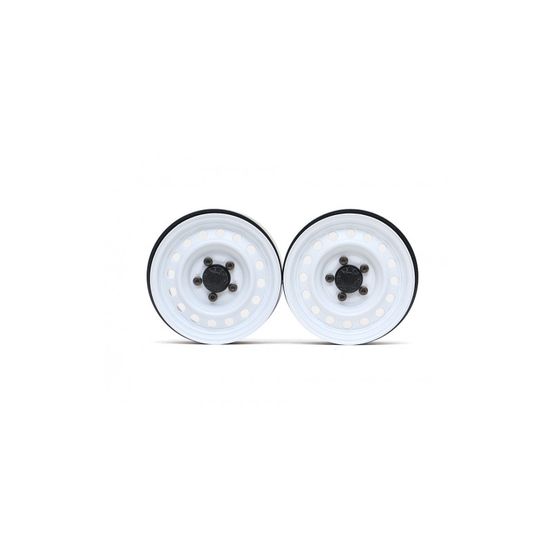 Boom Racing BRW780919FW 1.9" 16-Hole Classic Steelie Reversible Beadlock Wheel w/ XT504 Hub Front (2) White