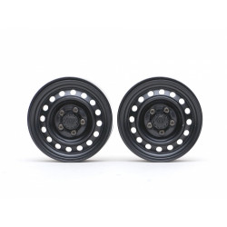 Boom Racing BRW780919FBK 1.9" 16-Hole Classic Steelie Reversible Beadlock Wheel w/ XT504 Hub Front (2) Black