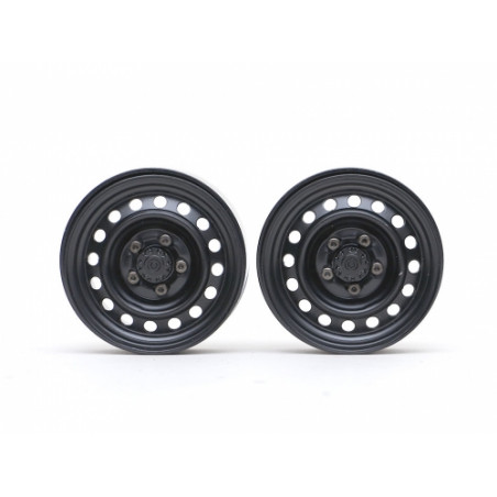 Boom Racing BRW780919FBK 1.9" 16-Hole Classic Steelie Reversible Beadlock Wheel w/ XT504 Hub Front (2) Black
