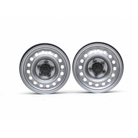 Boom Racing BRW780919RGM 1.9" 16-Hole 5-Lug Classic Steelie Reversible Beadlock Wheel w/ XT504 Hub Rear (2) Gun Metal