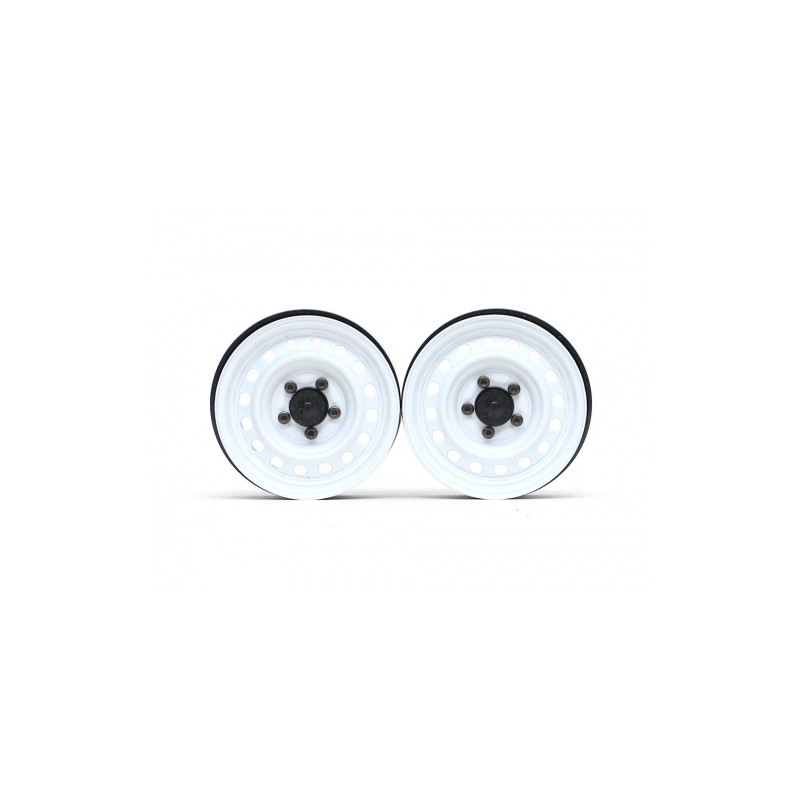 Boom Racing BRW780919RW 1.9" 16-Hole Classic Steelie Reversible Beadlock Wheel w/ XT504 Hub Rear (2) White