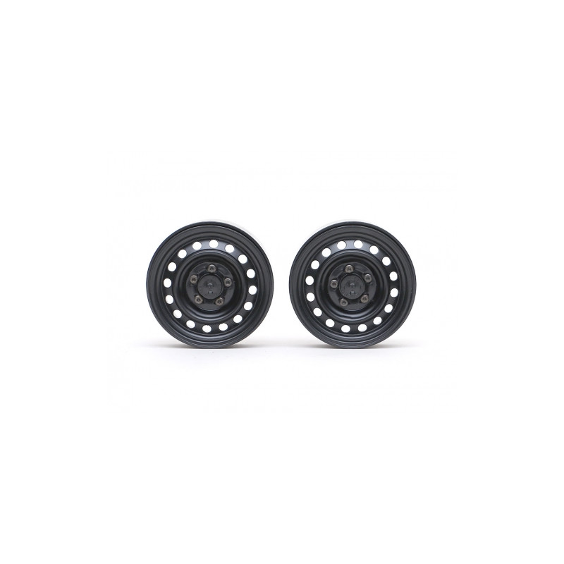 Boom Racing BRW780919RBK 1.9" 16-Hole Classic Steelie Reversible Beadlock Wheel w/ XT504 Hub Rear (2) Black