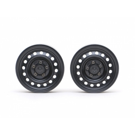 Boom Racing BRW780919RBK 1.9" 16-Hole Classic Steelie Reversible Beadlock Wheel w/ XT504 Hub Rear (2) Black