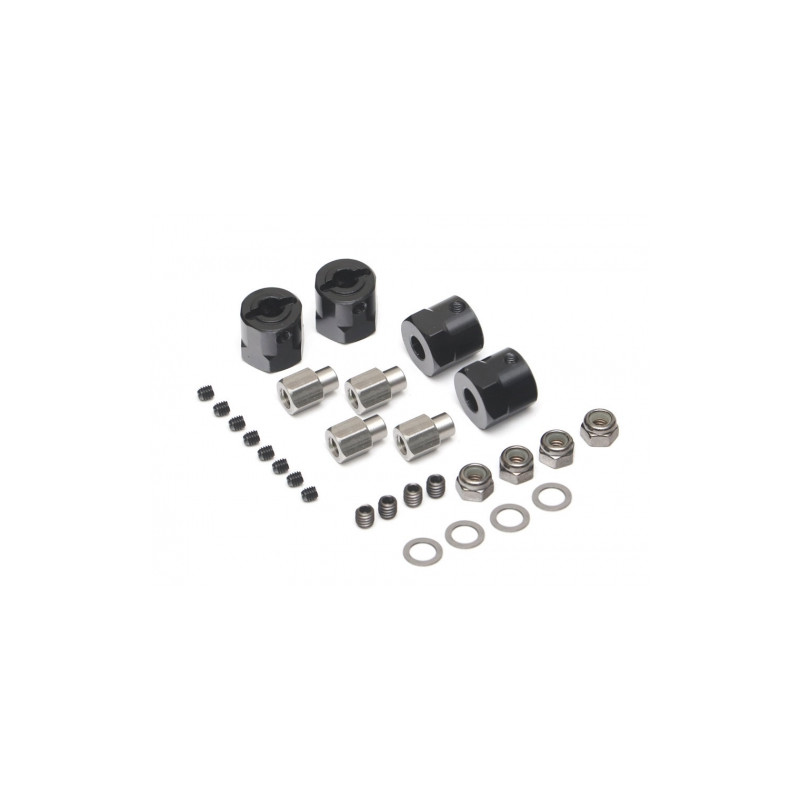 Boom Racing BRW780924-12MMBK Aluminum 12mm Wheel Hex Widener (4) (Offset 12mm) Black