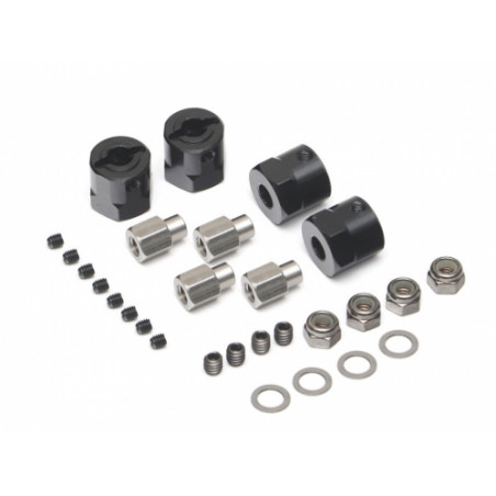 Boom Racing BRW780924-12MMBK Aluminum 12mm Wheel Hex Widener (4) (Offset 12mm) Black