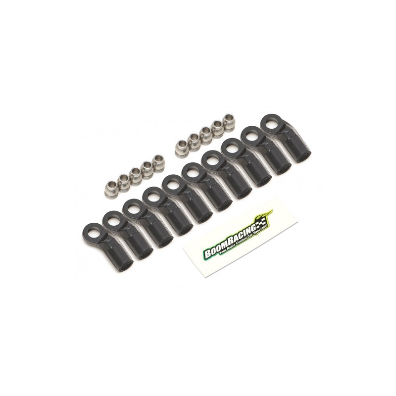 Boom Racing BRW750308C KUDU Heavy Duty Rust-Resistant M4 Nylon Rod Ends 19.5mm Sideways) w/ SST Pivot Ball (5.8x3x7.4mm) (10)