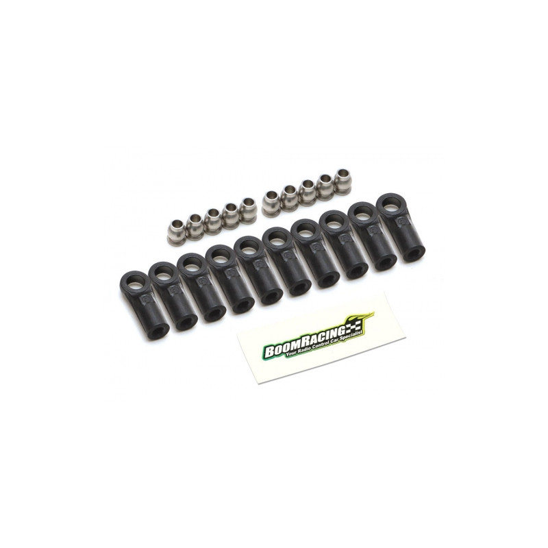 Boom Racing BRW750315A KUDU Heavy Duty Rust-Resistant M3 Nylon Rod Ends 18.5mm (Straight) w/ SST Pivot Ball (5.8x3x7.4mm) (10)