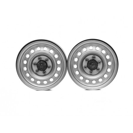 Boom Racing BRW780943RGM 1.9" Narrow 16-Hole 6-Lug Classic Steelie Reversible Beadlock Wheel w/ XT504-6LUG Hub Rear (2) Gun Meta