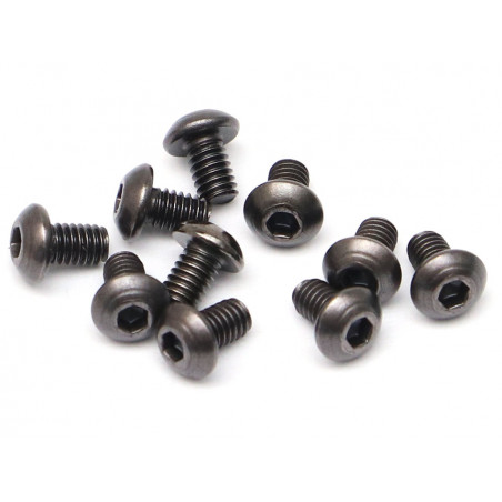 Boom Racing BRASBH2504 M2.5x4mm Round Head 12.9 Grade Nickel Plated Screws (10)