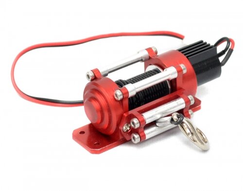 BoomRacing 1/10 Scale Crawler Functional Alloy Winch Red BRK790050R