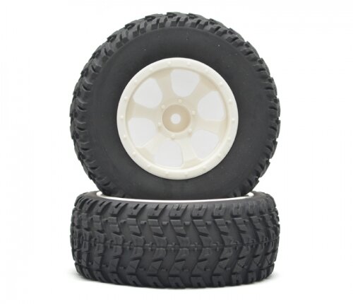 BoomRacing 1/10 Short Course Wheel  +Tire Set (1 pair) B White BRK654021W