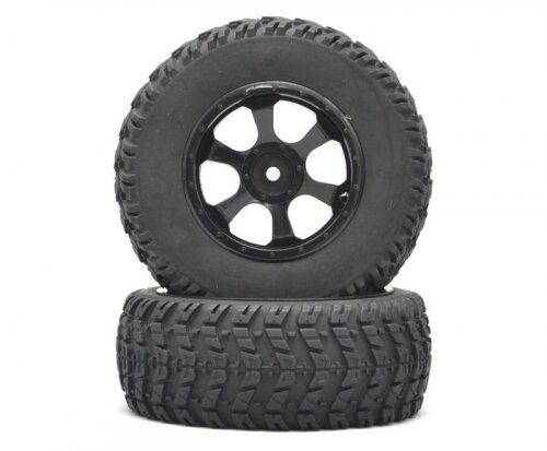 BoomRacing 1/10 Short Course Wheel  +Tire Set (1 pair) B Black BRK654021BK
