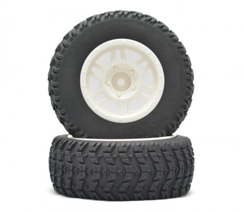 BoomRacing 1/10 Short Course Wheel +Tire Set(1 Pair) C White BRK654022W