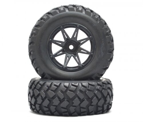 BoomRacing 1/10 Short Course Wheel +Tire Set(1 Pair) E Black BRK654033BK