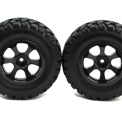 BoomRacing 1/10 Short Course Wheel +Tire Set(1 Pair) G Black BRK654031BK
