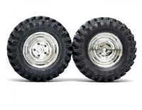 BoomRacing 1/10 KRT Crawler Chrome Wheel & Tire Set...