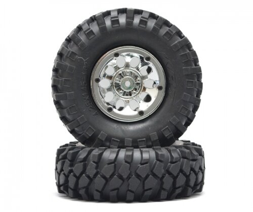 BoomRacing 1/10 KRT Crawler Chrome Wheel & Tire Set 108MM K1(2) BRK624208S