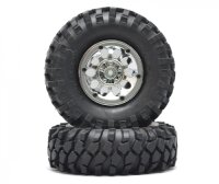 BoomRacing 1/10 KRT Crawler Chrome Wheel & Tire Set...