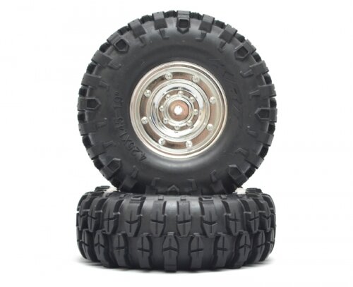 BoomRacing 1/10 KRT Crawler Chrome Wheel & Tire Set 108MM K2 BRK624018C