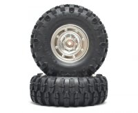 BoomRacing 1/10 KRT Crawler Chrome Wheel & Tire Set...