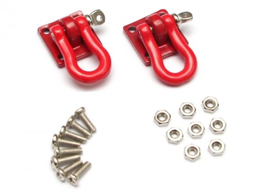 BoomRacing 1/10 Scale RC Aluminum Winch Shackle (Large) Red 2 pc RECON G6 The Fix Certified BRKT790062R