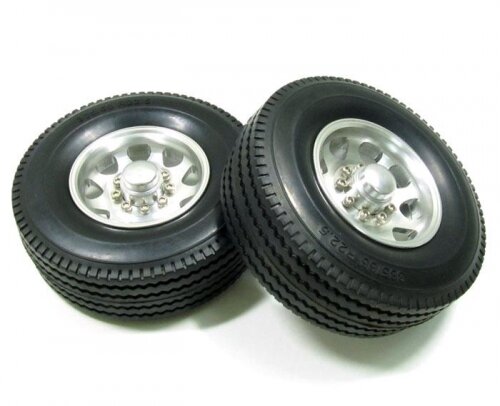 BoomRacing Aluminum Rear Wheel And Tire Set (2)  for Tamiya 1/14 Truck (1838LS) BRQ25428