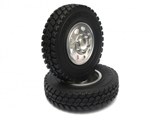 BoomRacing Aluminum Front Wheel And Tire Set (2)  for Tamiya 1/14 Truck (1838LS) BRQ25431