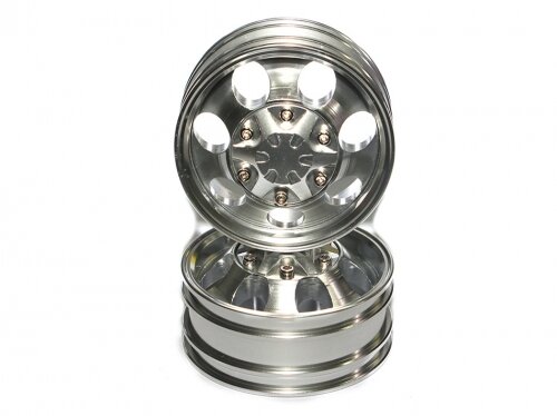 BoomRacing Aluminum Front Wheel Set 7-hole (2 Pcs) Silver  for Tamiya 1/14 Truck (1838LS) BRQ25403