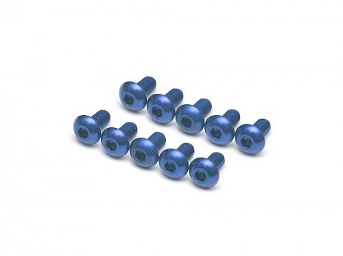 BoomRacing Aluminum 7075 M3x6 Hex Socket Button Head Screws Bolts  (10) Blue BRHSA36B