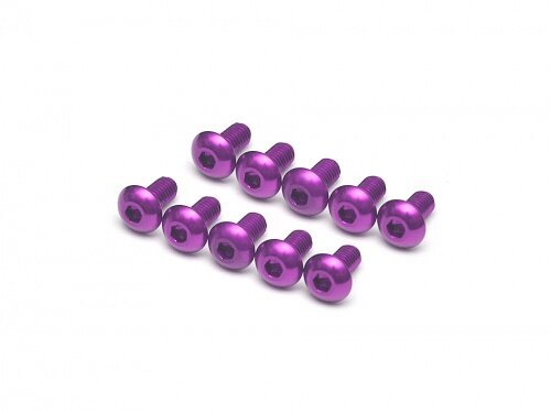 BoomRacing Aluminum 7075 M3x6 Hex Socket Button Head Screws Bolts  (10) Purple BRHSA36P