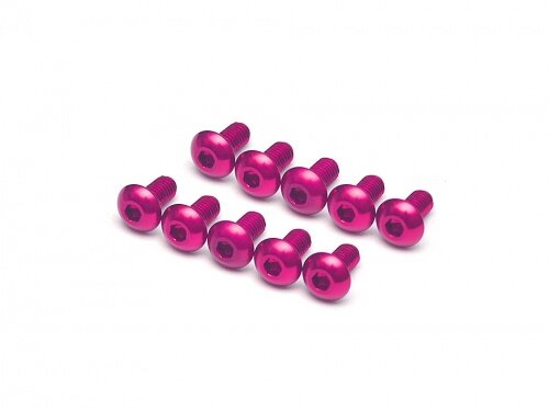 BoomRacing Aluminum 7075 M3x6 Hex Socket Button Head Screws Bolts  (10) Pink BRHSA36PK