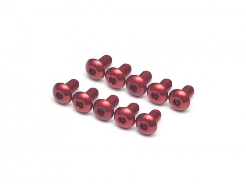 BoomRacing Aluminum 7075 M3x6 Hex Socket Button Head Screws Bolts  (10) Red BRHSA36R
