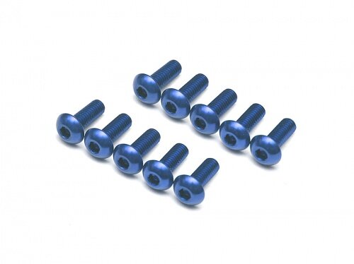 BoomRacing Aluminum 7075 M3x8 Hex Socket Button Head Screws Bolts  (10) Blue BRHSA38B