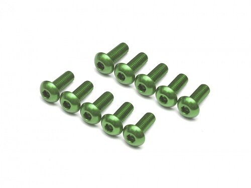 BoomRacing Aluminum 7075 M3x8 Hex Socket Button Head Screws Bolts  (10) Green BRHSA38G