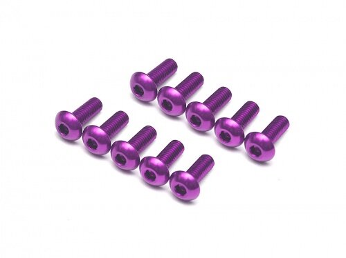 BoomRacing Aluminum 7075 M3x8 Hex Socket Button Head Screws Bolts  (10) Purple BRHSA38P