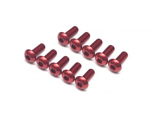 BoomRacing Aluminum 7075 M3x8 Hex Socket Button Head Screws Bolts  (10) Red BRHSA38R