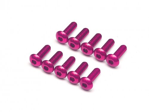 BoomRacing Aluminum 7075 M3x10 Hex Socket Button Head Screws Bolts (10) Pink BRHSA310PK