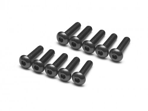 BoomRacing Aluminum 7075 M3x12 Hex Socket Button Head Screws Bolts (10) Black BRHSA312BK