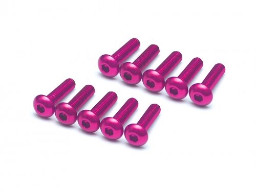 BoomRacing Aluminum 7075 M3x12 Hex Socket Button Head Screws Bolts (10) Pink BRHSA312PK