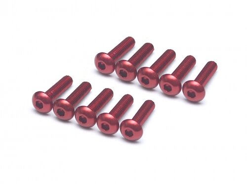 BoomRacing Aluminum 7075 M3x12 Hex Socket Button Head Screws Bolts (10) Red BRHSA312R