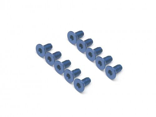 BoomRacing Aluminum 7075 M3x6 Hex Socket Flat Head Screws Bolts  (10) Blue BRHSB36B