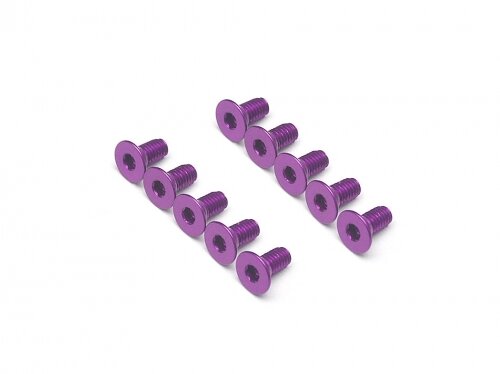 BoomRacing Aluminum 7075 M3x6 Hex Socket Flat HeadScrews Bolts  (10) Purple BRHSB36P