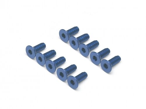 BoomRacing Aluminum 7075 M3x8 Hex Socket Flat Head Screws Bolts  (10) Blue BRHSB38B