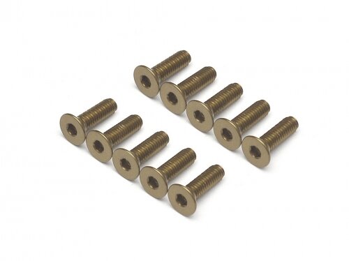 BoomRacing Aluminum 7075 M3x10 Hex Socket Flat Head Screws Bolts (10) Titanium BRHSB310TIT