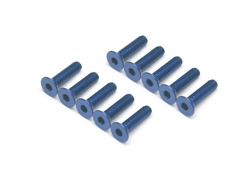 BoomRacing Aluminum 7075 M3x12 Hex Socket Flat Head Screws Bolts (10) Blue BRHSB312B
