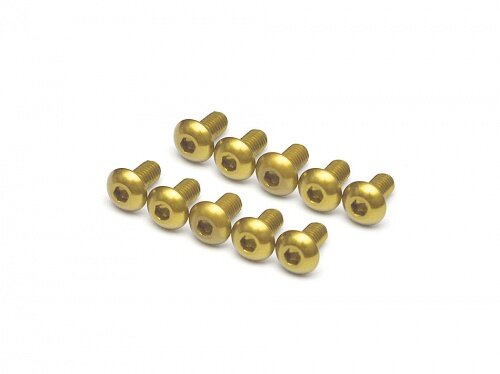 BoomRacing Gold Anodized Alloy M3x6 Hex Socket Button Head Screws Bolts  (10) BRHSA36BJ